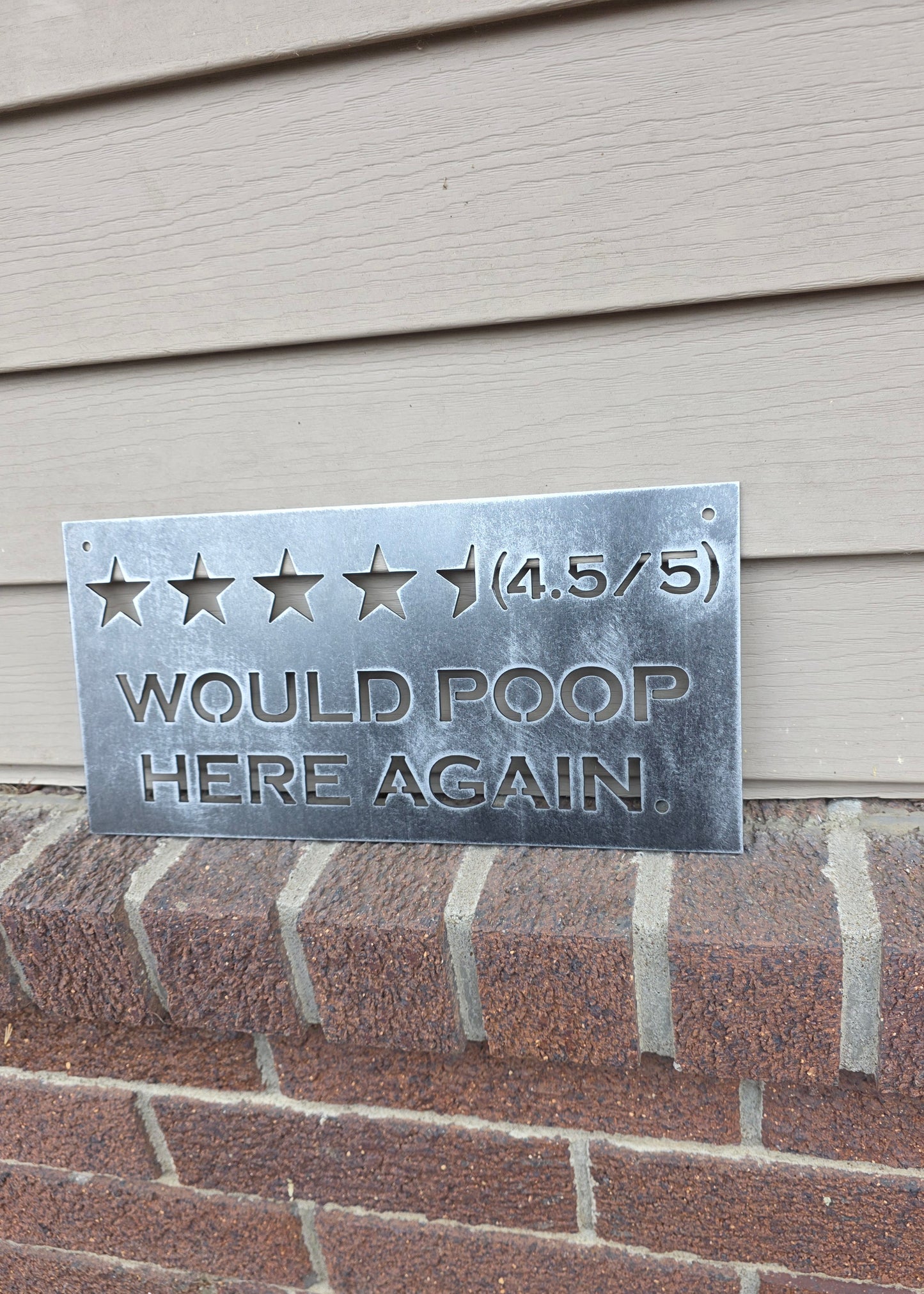 Funny Bathroom Rating Metal Sign Decor 4.5/5 Would Poop Here Again Humorous Wall Art for Bathrooms